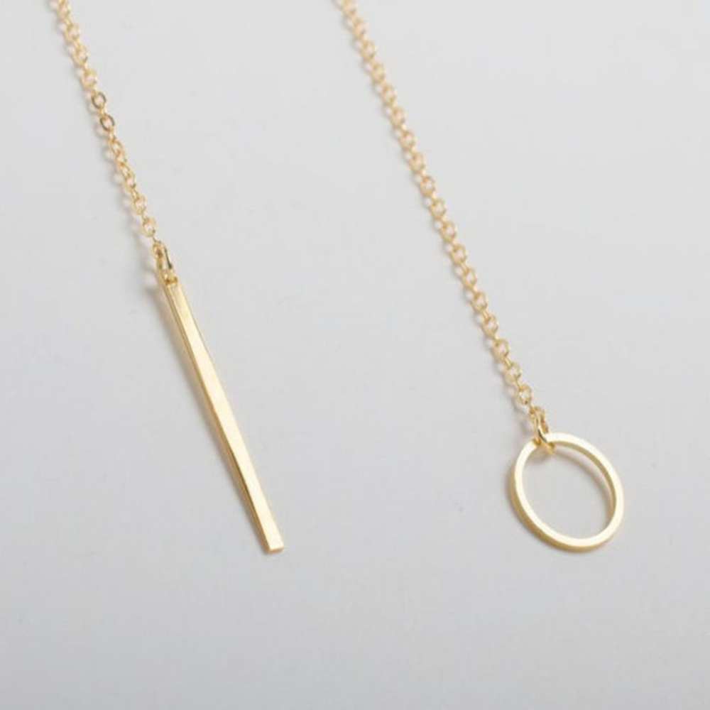 Gold Color Circle Necklace - Picture 2 of 2